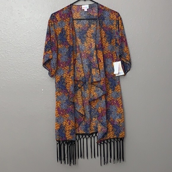 LuLaRoe Monroe fringed kimono NWT Small Multicolor floral - Picture 2 of 9